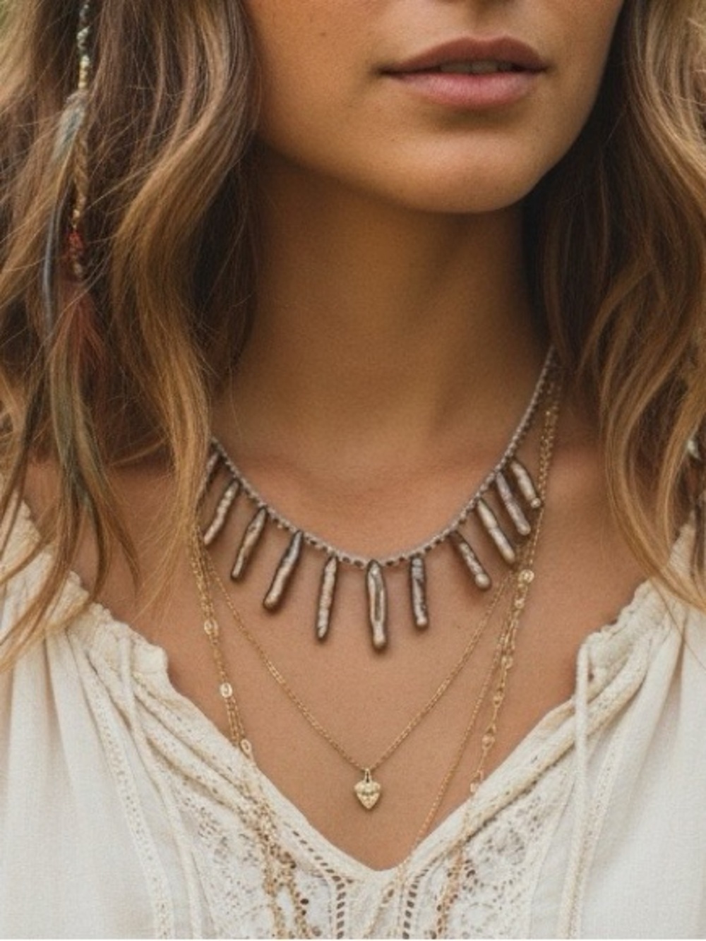 Brown Stick Fresh Water Pearl Necklace